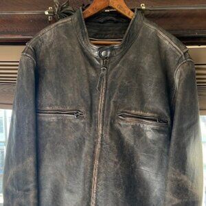 Mens JCREW Stockton  Racer Leather Bikers Jacket